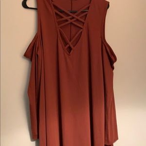 Rubbed Open Shoulder Swing Dress
